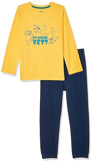 Amazon Brand - Jam & Honey Boys Pyjama Sets, AW20KBSL-FS01, Multicolor 7, 4-5 Years Yellow