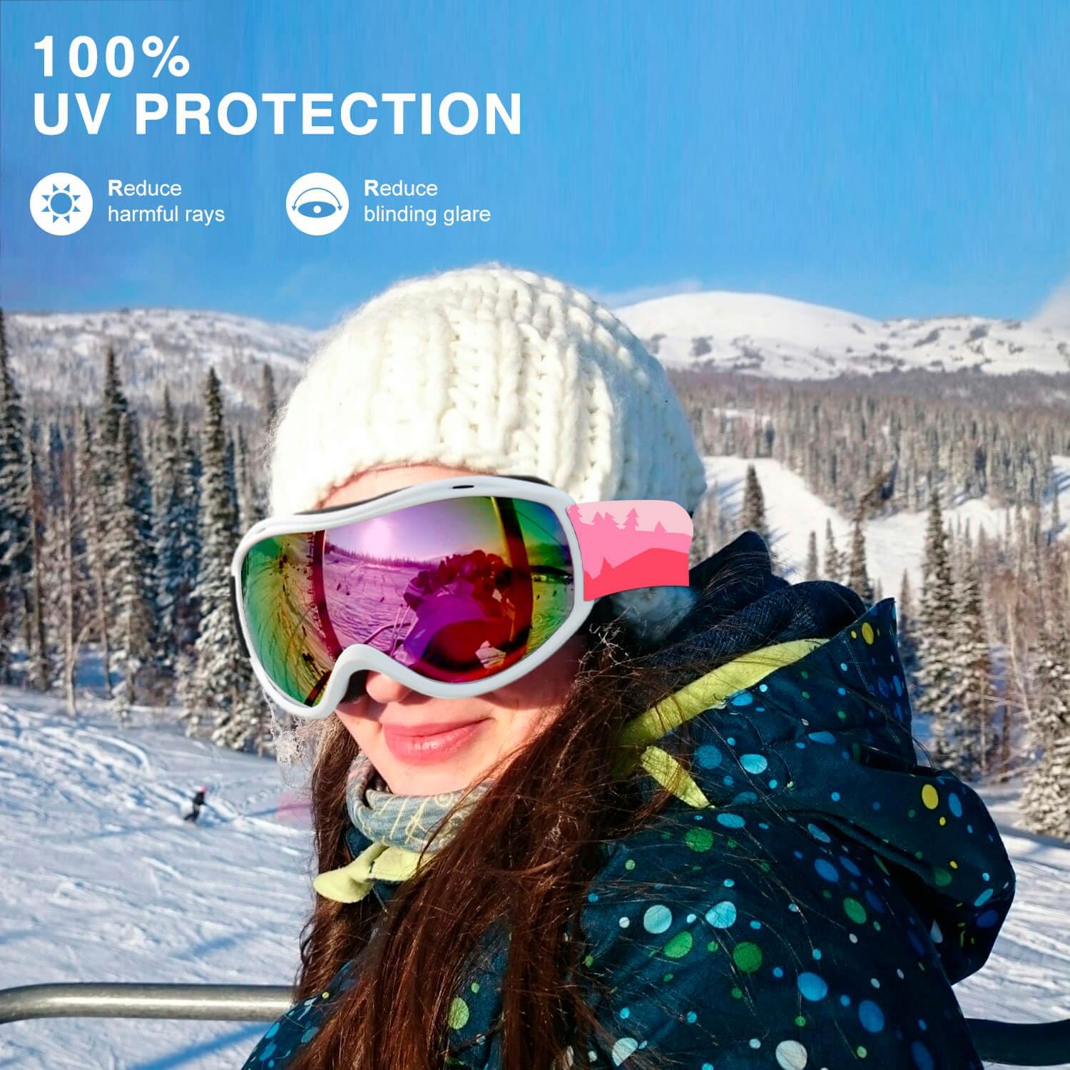FMY Gafas OTG para esquí, snowboard, protección UV400, gafas de esquí y motos de nieve para hombres, mujeres y jóvenes