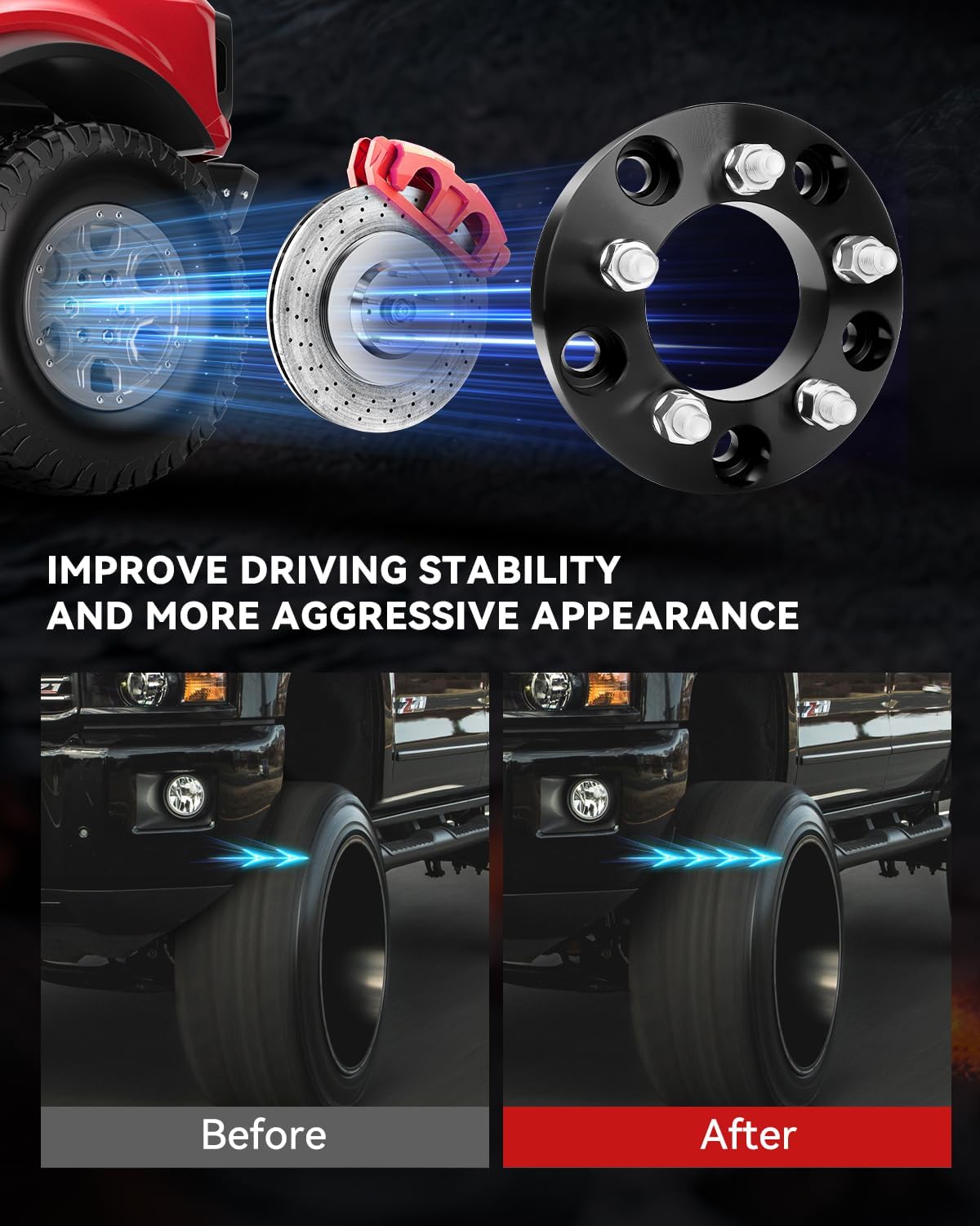 YIZBAP 5x5.5 to 5x4.5 Wheel Adapter, 1.25 inch 5x139.7mm to 5x114.3mm Wheel Adapters 87.1mm Hub Bore with 1/2-20 Thread Pitch