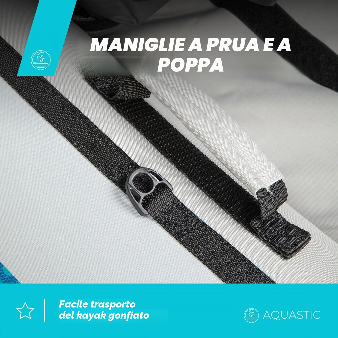 AQUASTIC Kayak Delf 11'0" Kayak gonfiabile per 2 persone in set con due posti, pompa, pinna e copertura da acqua blu con dimensioni 335x96 cm Perfetto per rafting e gite Robusto materiale in PVC
