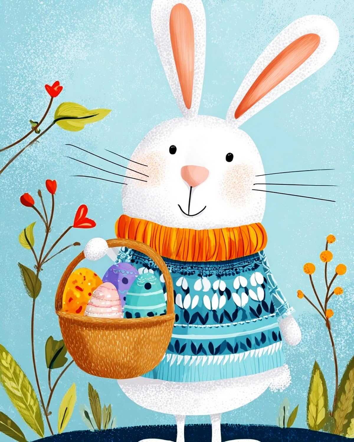 Liubaishi Multicolour Paint By Numbers For Adults, Easter Egg Rabbit, 40X50 Cm Acrylic Canvas Painting Kit