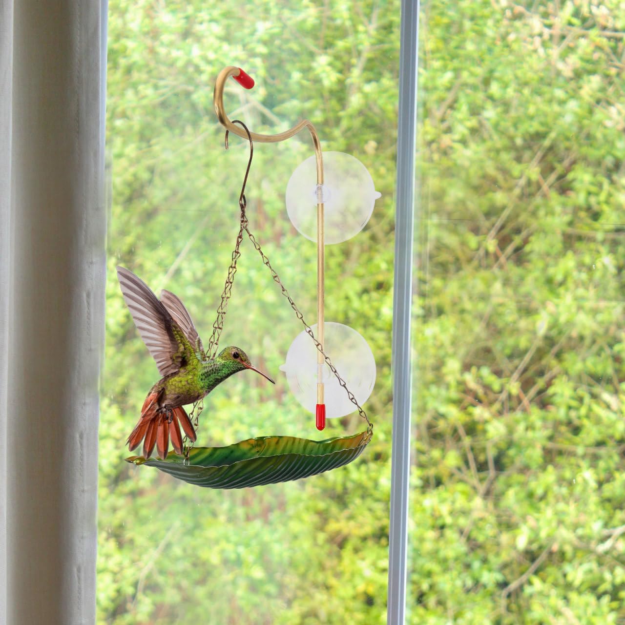 INOOMP Window Mount Hook Copper for Hummingbird Feeder Hanger with Suction Cups
