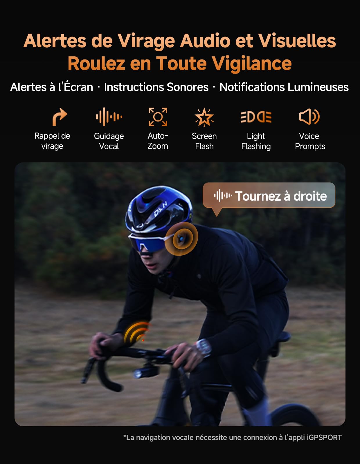 iGPSPORT BiNavi Air Compteur Velo sans Fil, 3" Tactile HD Navigation Vocale & Carte Prédiction de Virage sécurisée iClimb 3.0, 30h Compteur Velo GPS