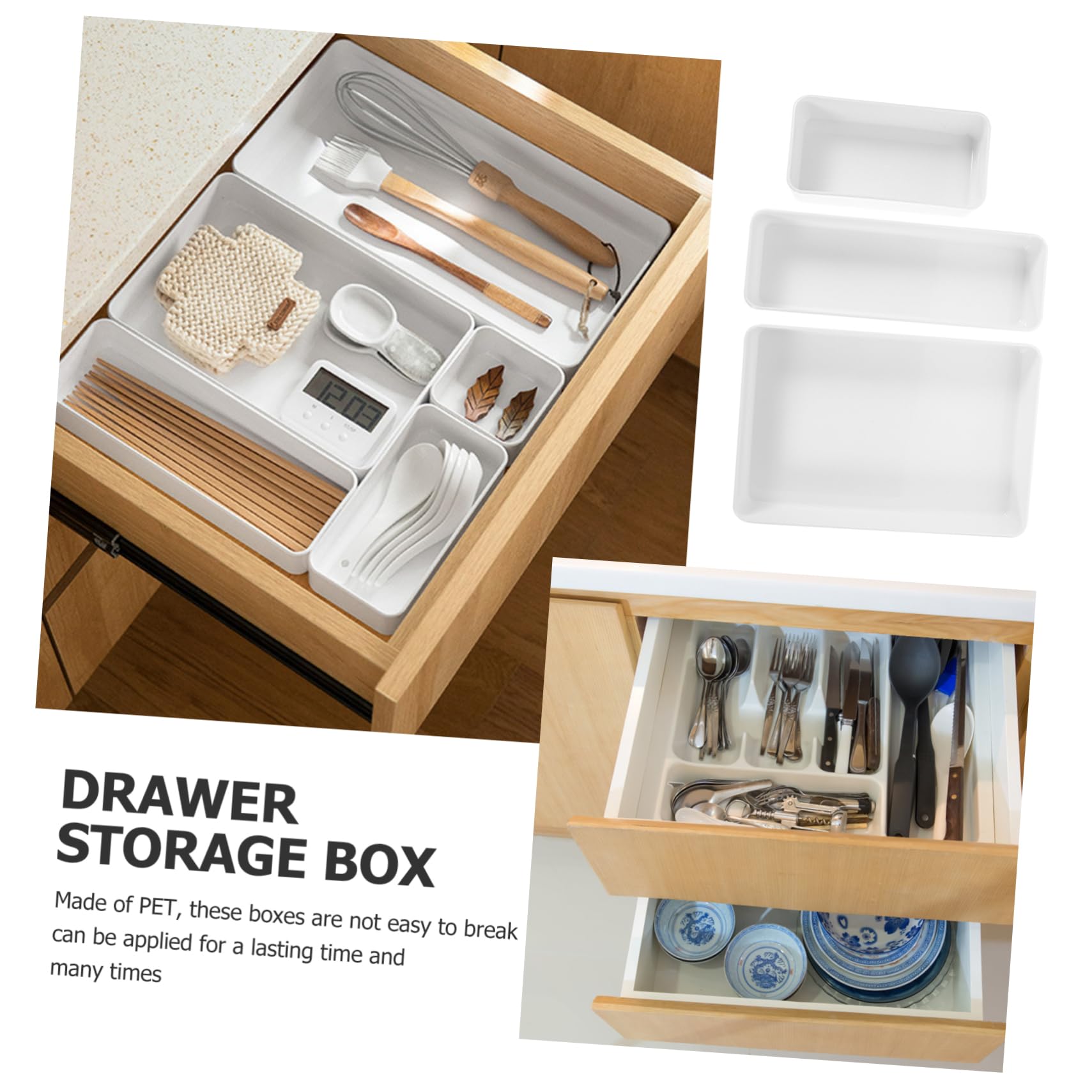 3piezas Organizador Escritorio Cajas De Almacenamiento para Utensilios De Cocina Oficina y Hogar Divisores para Cosméticos Utensilios y Accesorios