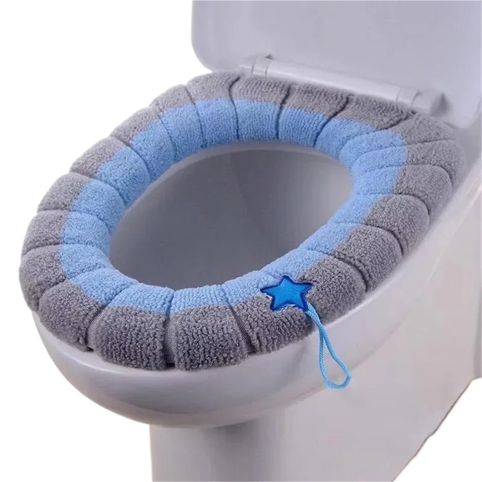 PADGCNOR Soft Toilet Seat Cushion Warm Toilet Seat Cover Comfortable Thick Knitted O-shaped Universal Bathroom Washable Cushion Closestool Mat Pad(Blue)