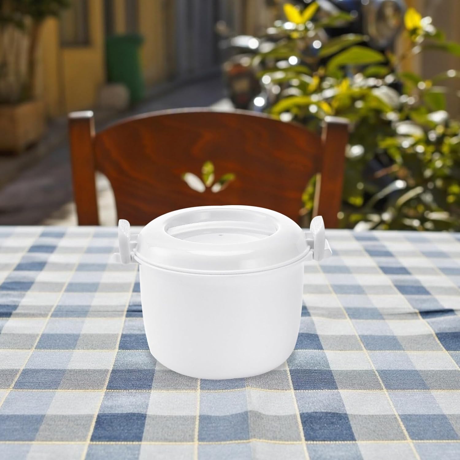 Microwave Rice Cooker Rice Steamer: Round Microwave Food Container Microwaveable Rice Pasta Cooker Microwave Rice Steamer for Rice Chicken Pasta