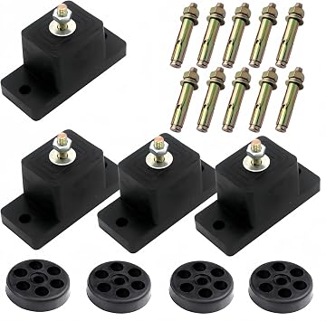 Anti Vibration Pads for Outdoor Mini Split, Anti-Vibration Shock Absorbing Rubber Mounting Bracket for Air Conditioner CondensersExpansion Screw x 10, Rubber Isolation Pad x 4