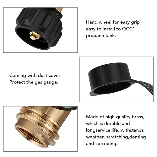 Miniatura 6 de WADEO Indicador de nivel de tanque de propano mejorado, medidor de propano LP para tanque de propano de 5 a 40 libras, medidor de tanque de propano