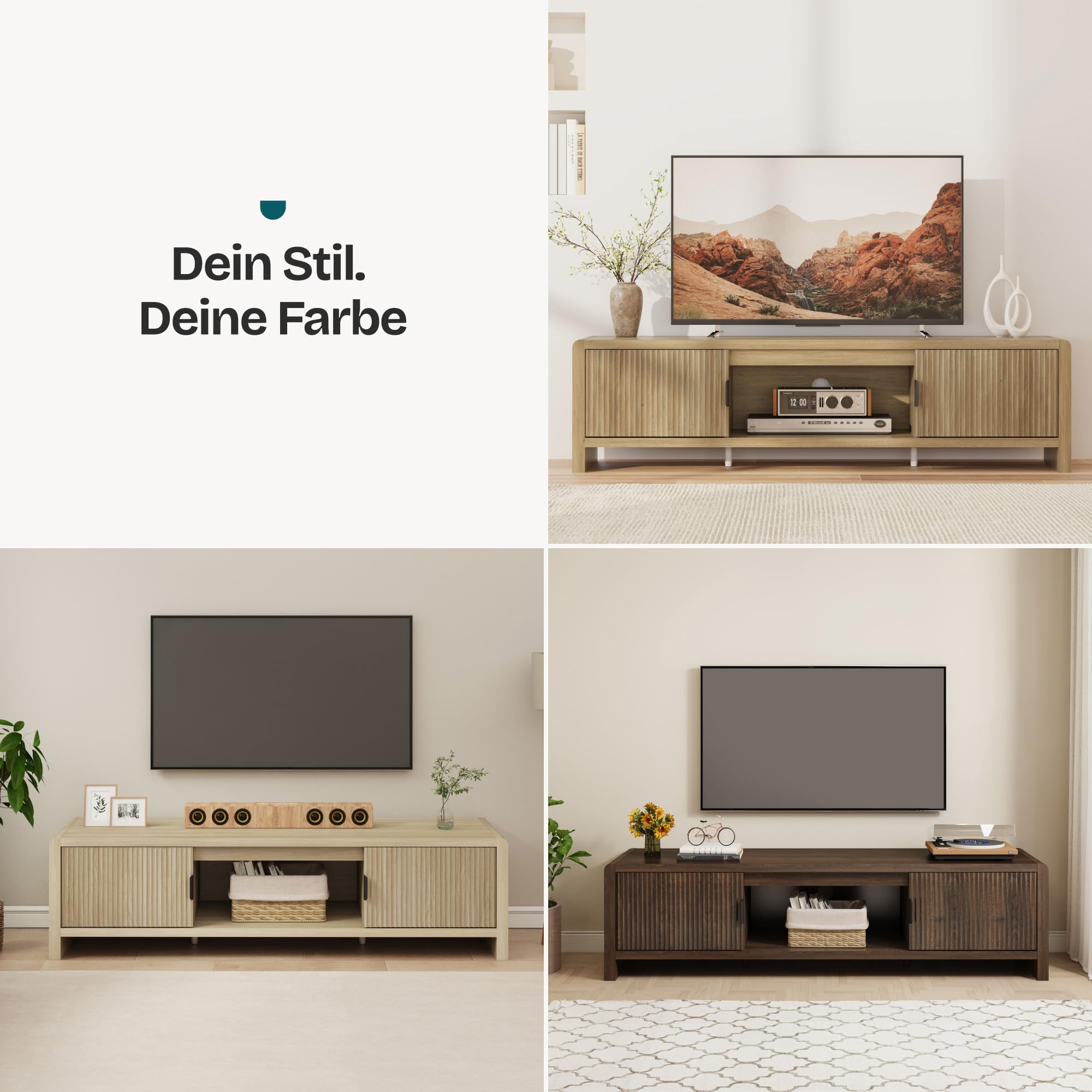 [en.casa] TV Schrank Lukkodso Lowboard mit 2 Türen und 3 Fächern Fernsehschrank 150 x 40 x 40 cm TV Board TV Kommode Fernsehtisch Sideboard Walnussoptik