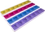 Apex 7-Day Organisateur de pilules Mediplanner, Organisateur hebdomadaire, 4 Les temps un jour de couleur codée, facile à ouvrir, le voir-par les lids, organiser des médicaments ou des vitamines par AM, PM, Soirée et coucher