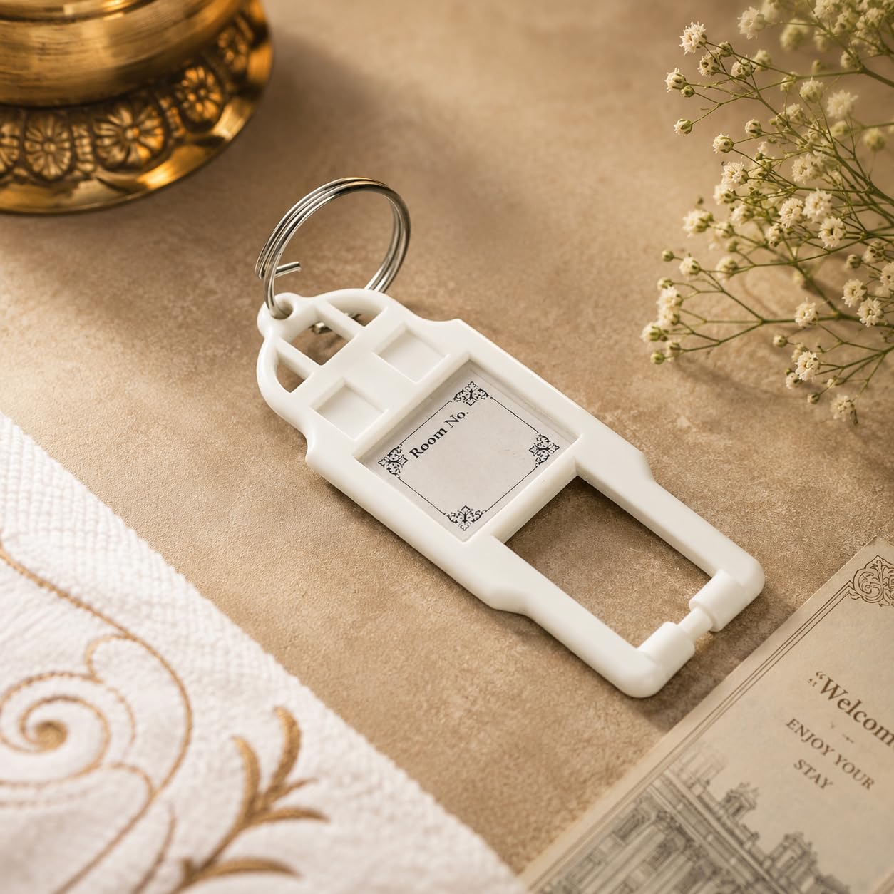 SEER Polycarbonate Modular Key tag with ring | Only white color with Name plate pack of 10-image-34