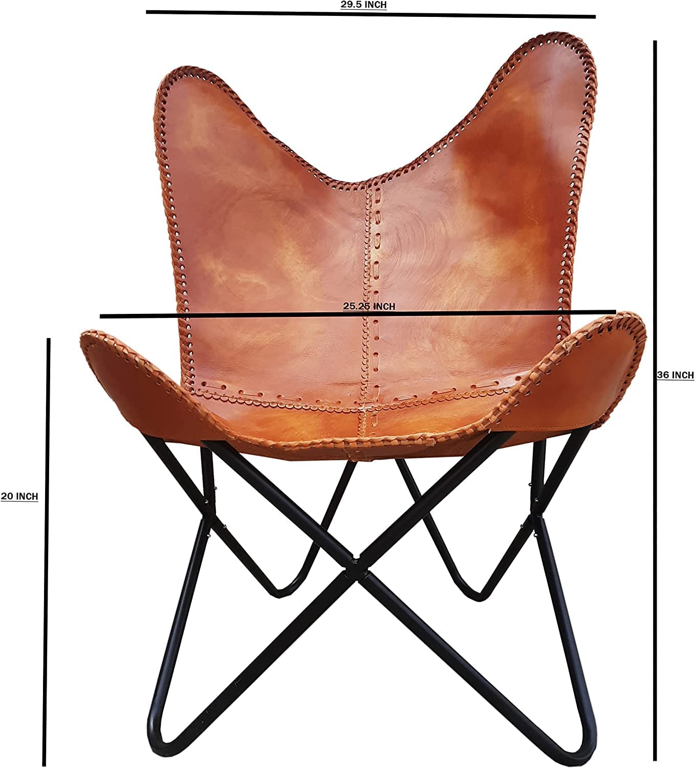 Think And Hide Naturals Export Vintage Leather Butterfly Chair, Leather BKF, Living Room Luxury, Relaxing Chair Full Chair Black Leg 1