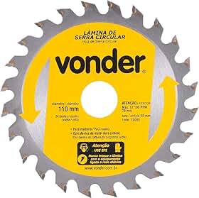 Vonder, Lâmina De Serra Circular Com Dentes De Metal Duro/Vídea, 110 Mm X 20 Mm, 24 Dentes.