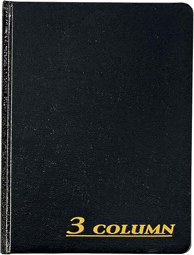 Adams ARB8003M - Libro de cuentas, 3 columnas, cubierta negra, 80 páginas, 7 x 9 14