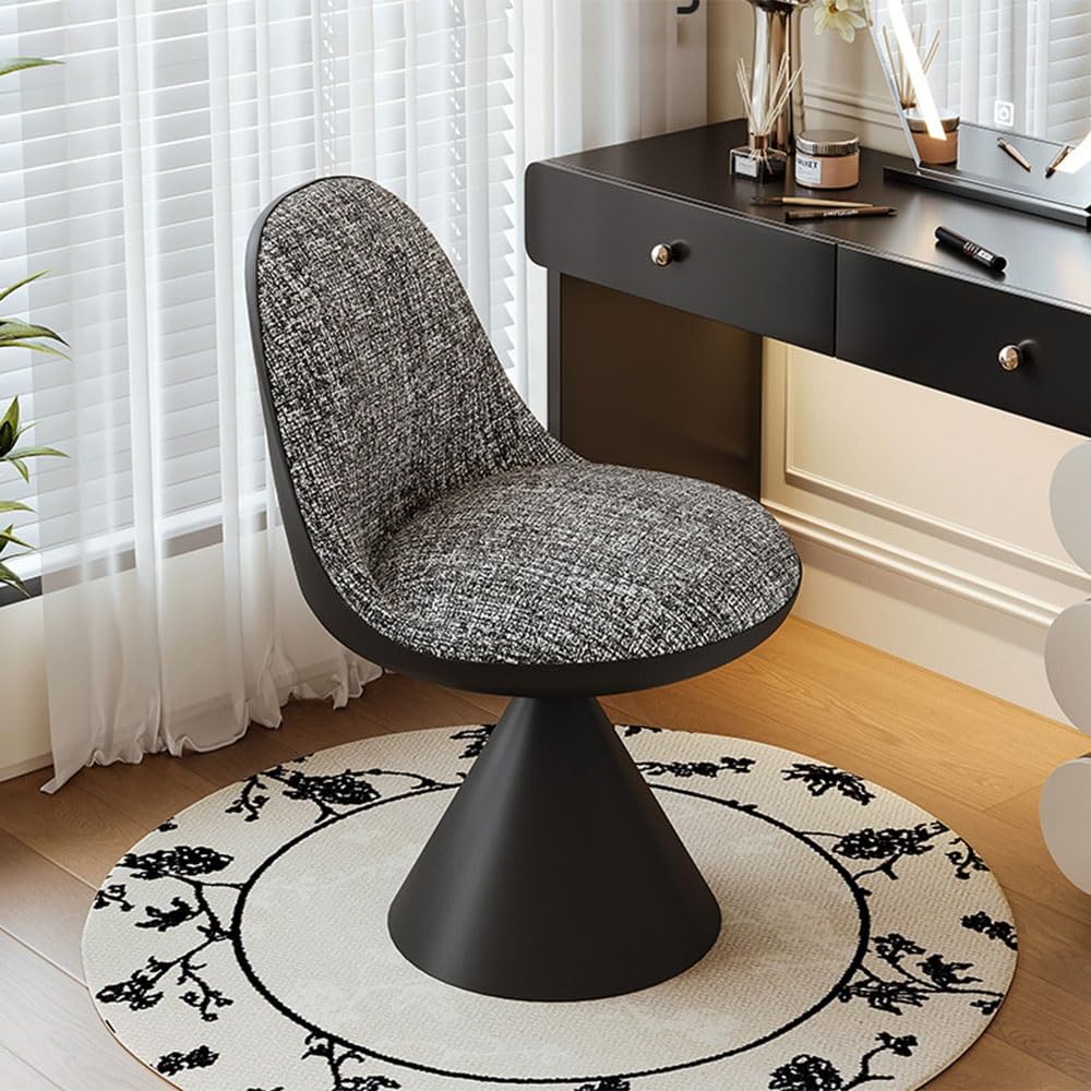Silla de dormitorio giratoria 360 elegante con respaldo cómodo para tocador