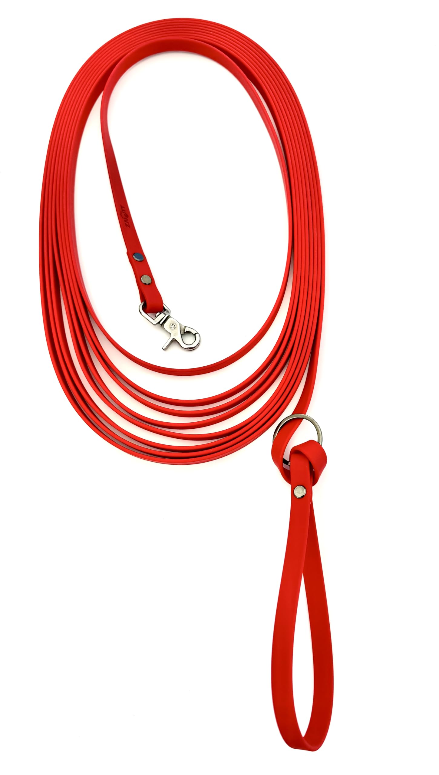 Biothane Longe 8m – Superleicht für Pferde oder als Schleppleine für Hunde, 13mm breit, wetterfest, reißfest, mit extra kleinem Edelstahl-Snap-Karabiner (20g-250kg Last), pflegeleicht, rot