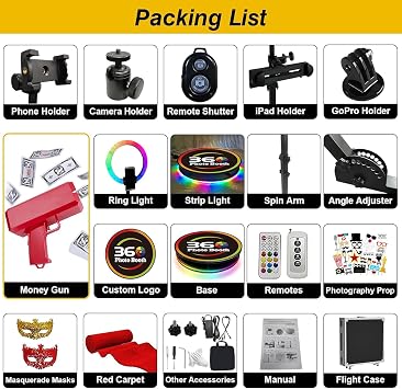360 Photo Booth Machine for 1-4 People with APP Remote Control, 31.5inch/80cm 360 Photo Booth with Flight Case, Slow Motion Rotating Video Booth,Free customized logo