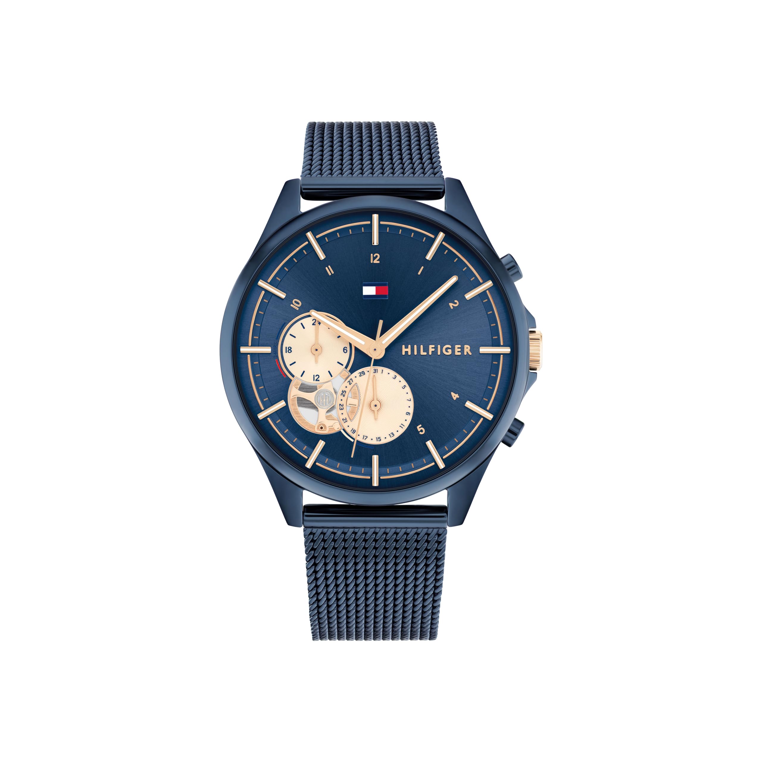 Tommy Hilfiger Reloj Analógico de Cuarzo multifunción para mujer con correa de malla de acero inoxidable Azul - 1782418