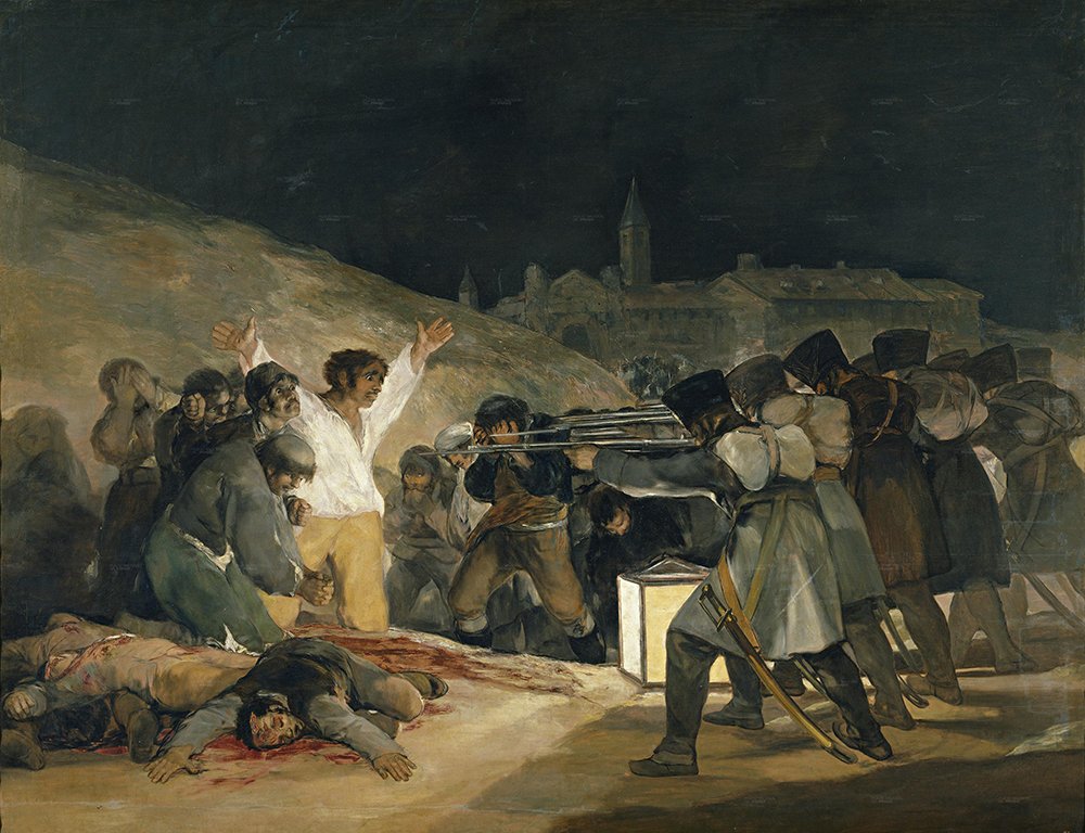 Cuadro de El 3 de mayo en Madrid de Goya, formato pequeño con marco negro