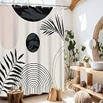 Rideau de douche vert de jardin, Rideau de bain coloré papillon floral Set pour salle de bains, Modern Design Plant Rideau de baignoire en tissu avec crochets, 183x183cm
