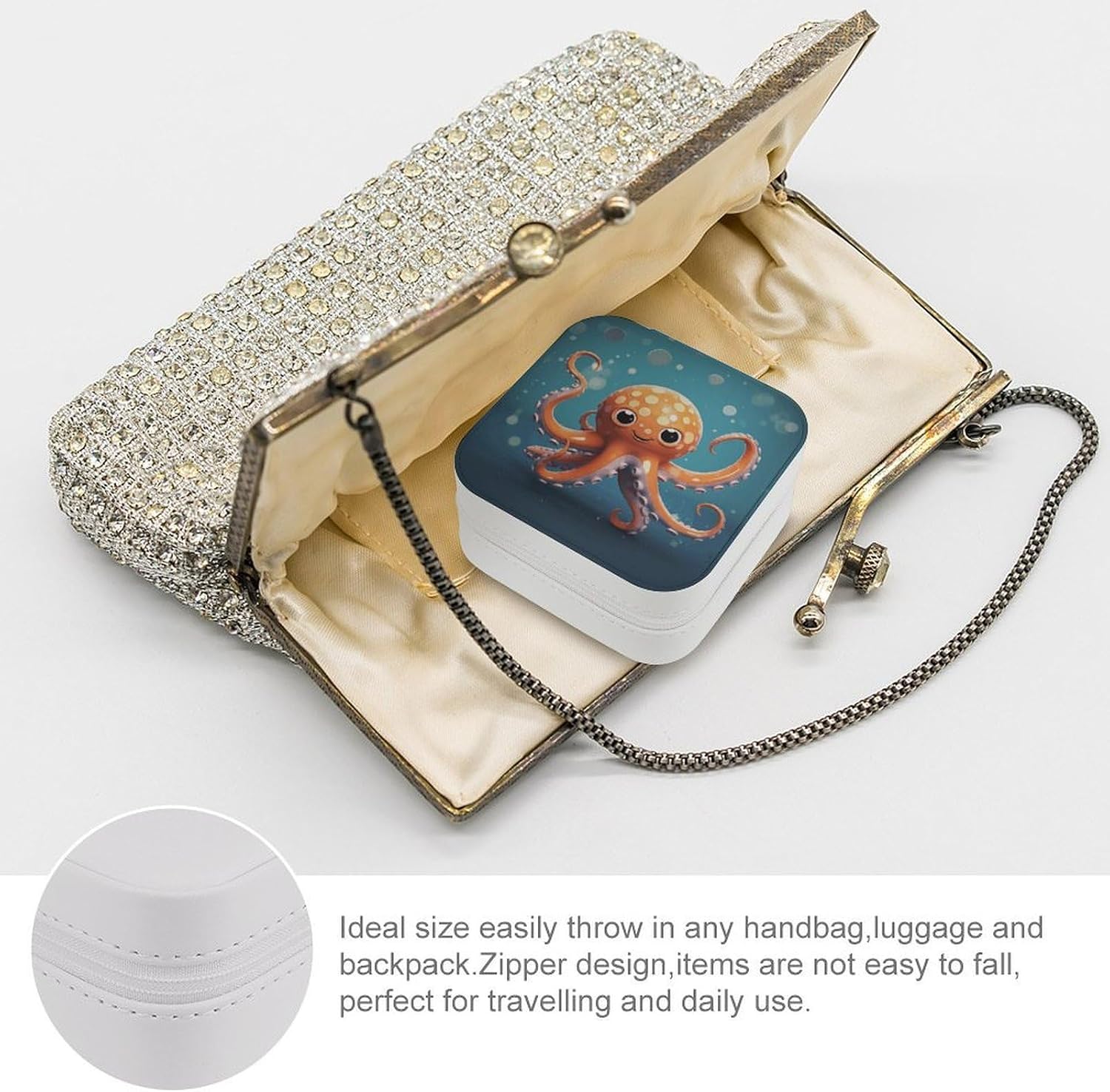 Small Travel Jewelry Case for Women Portable Compact Jewelry Organizer Box image 3