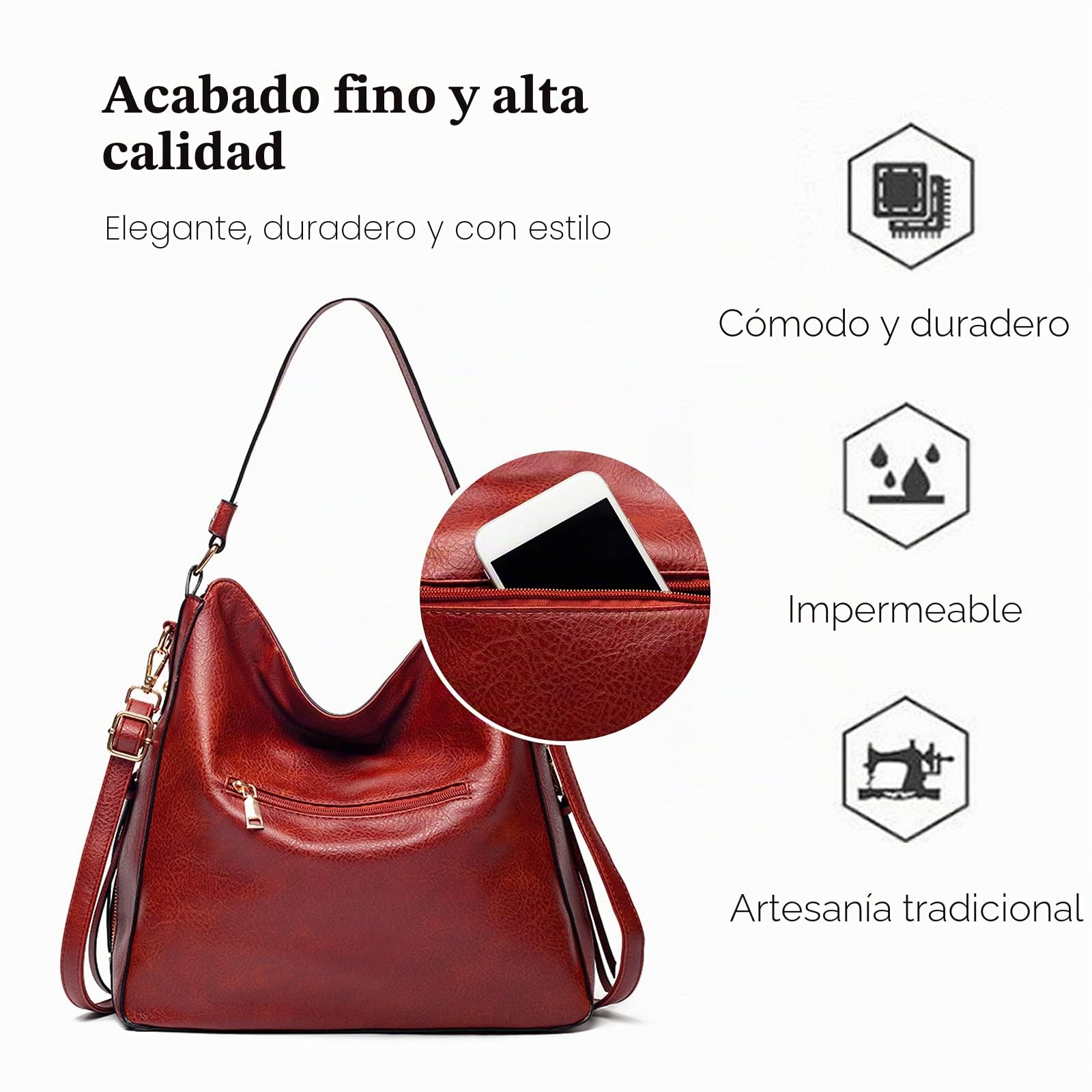 FANDARE Bolsos de Mujer Bolsos Hobo Bolso Bandolera Bolso de Hombro Bolso Tote Cuero PU Bolso Shopper Bolso de Mano Bolso Convertible de Mochila para Trabajo Escuela Viaje Bolsos Cruzados