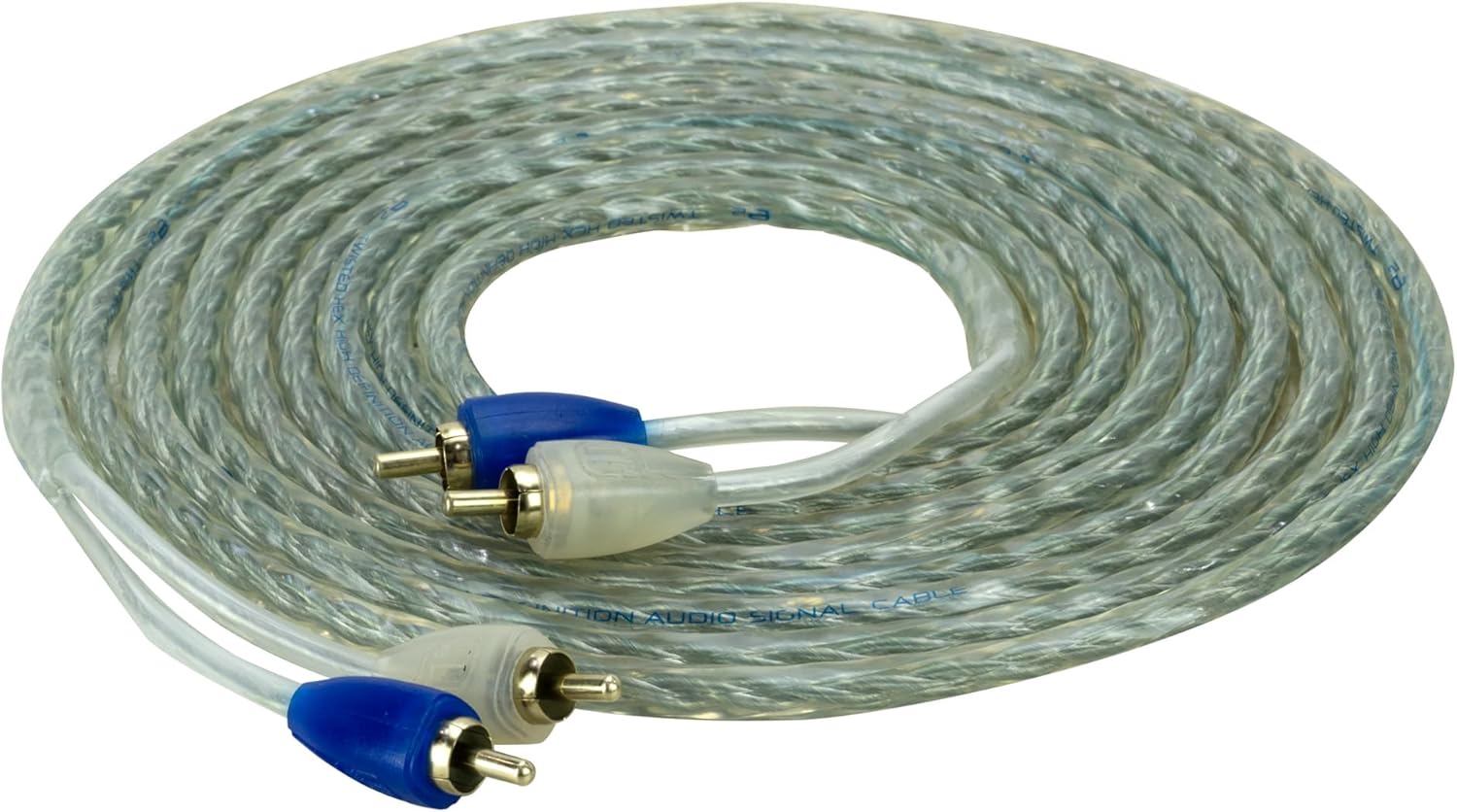 Scosche e2 ERCA12 2-Channel Twisted Pair RCA Interconnect Audio Cables - 2CH OFC Car Stereo Connector Cable - 24 Karat Plated Gold Connectors - 12 Foot Male to Male