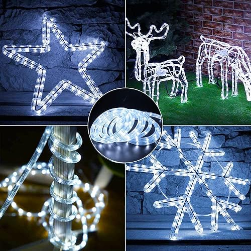 Vista 5 de Kit de luces de cuerda LED impermeables de 20 pies con 2 cables, 110V-120V, tira de luces de tubo PVC con 30 LEDM para fondo, exterior, Navidad