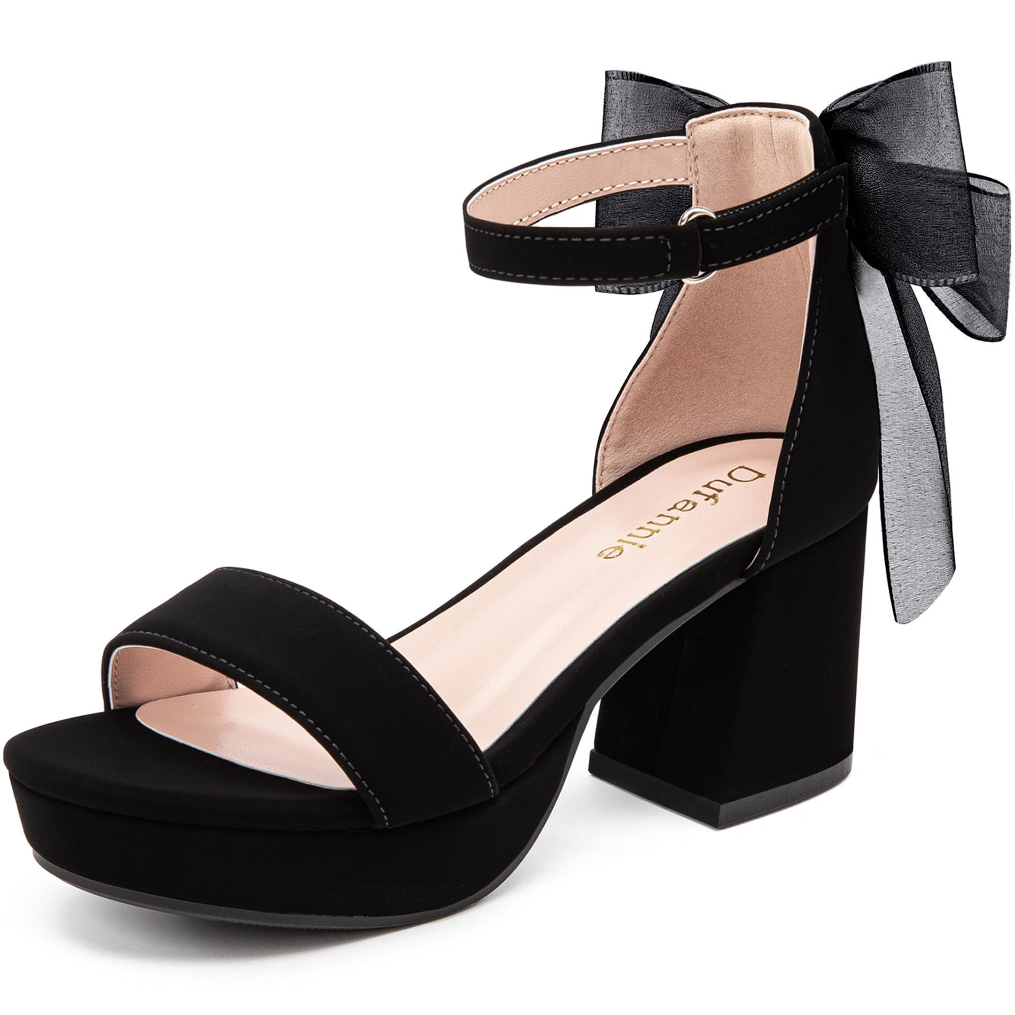 Dufannie Girls Dress Shoes Kids Platform High Heels with Bow on Back