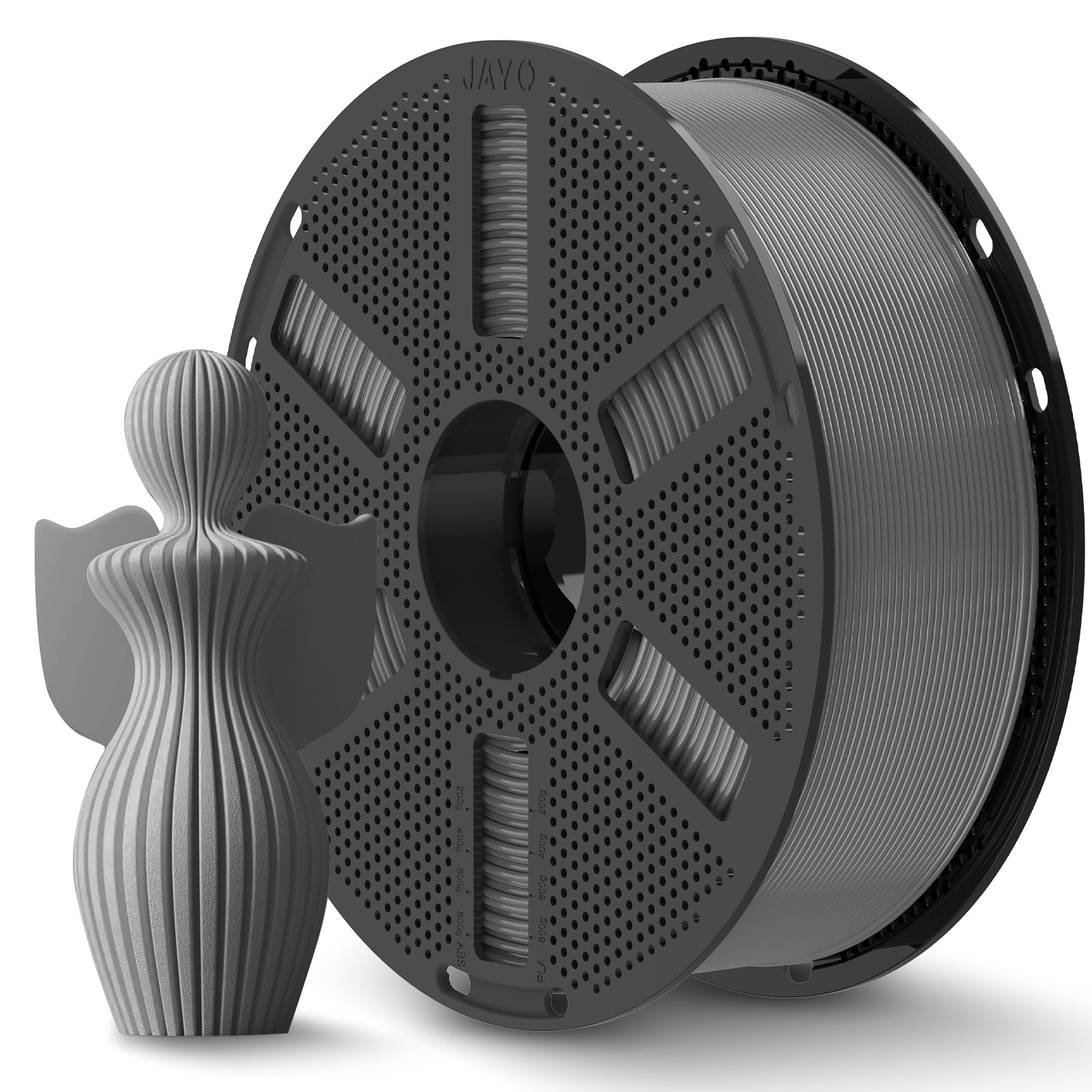 JAYO Gray PLA Plus (PLA+) 3D Printer Filament 1.75mm 1.1KG Reusable Spool