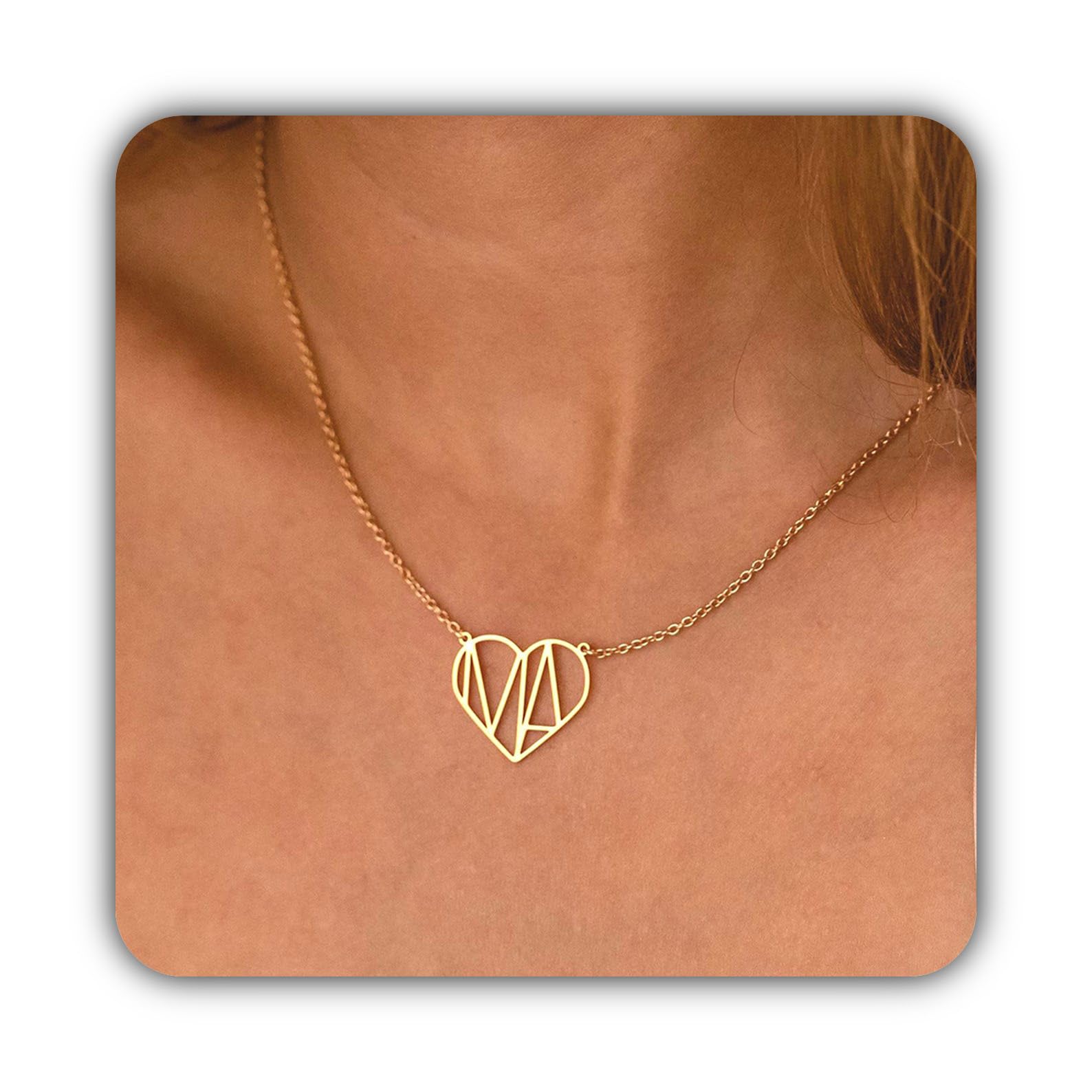 Personalizzato cuore collana con iniziale, due iniziale cuore collana con nome, monogramma nome su misura coppia gioiello, Natale per lei