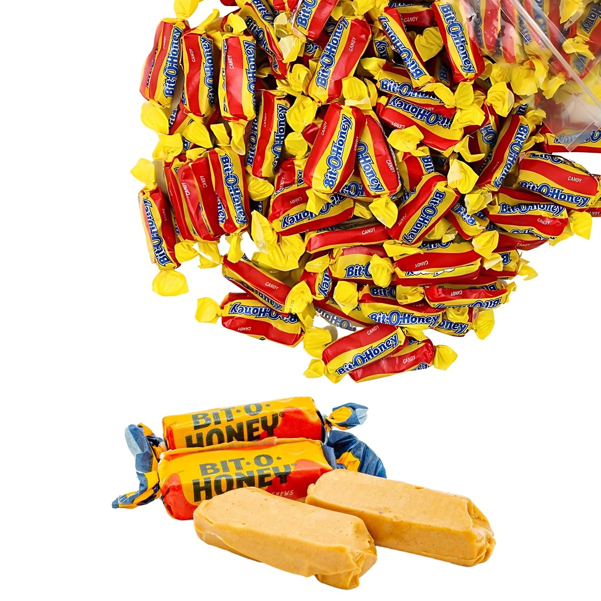 Honey-Flavored Chewy Candy With Almond Bits - Individually Wrapped - 3 Pounds - (Approx 200 Pieces),