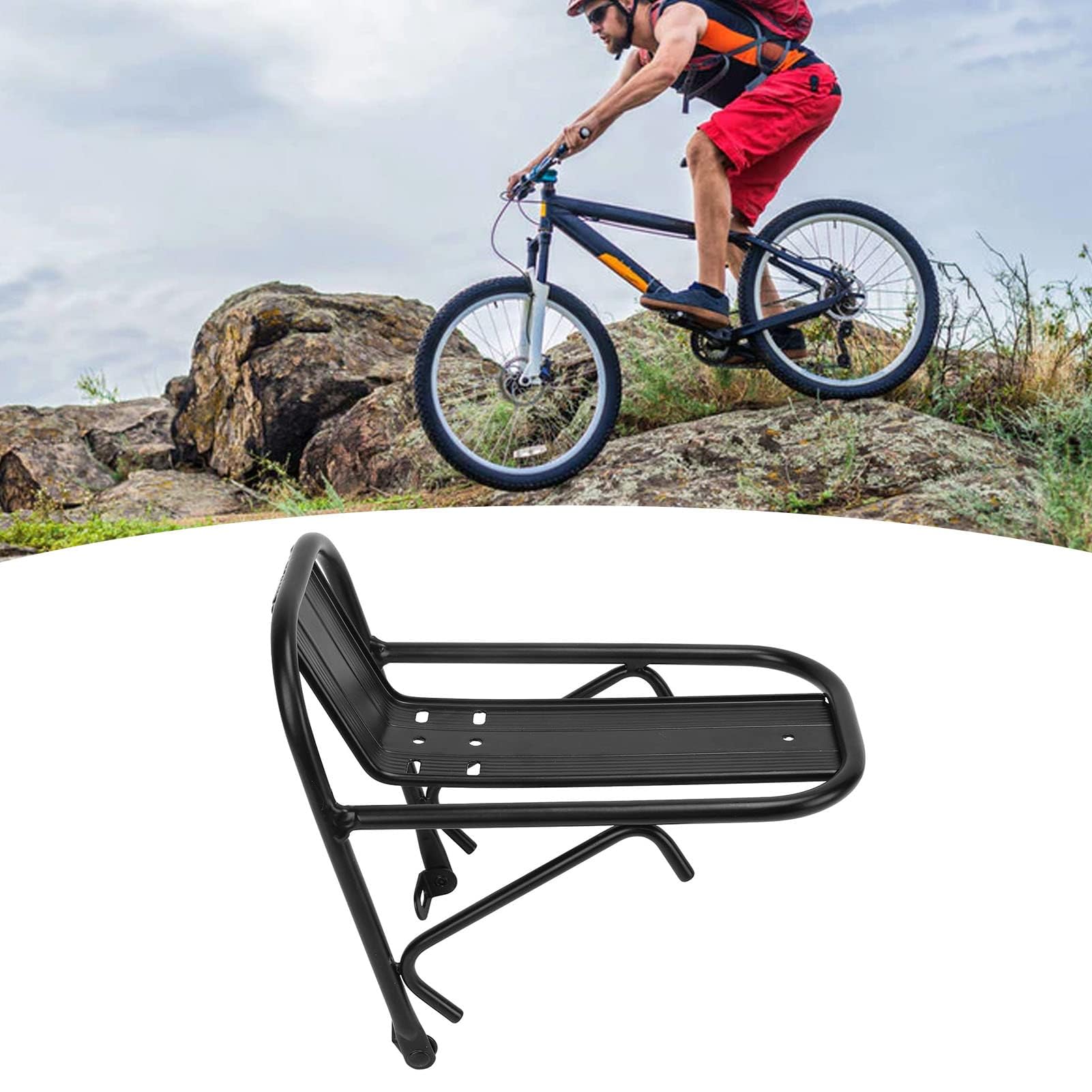 Przedni Stojak Rowerowy, Bagażnik ze Stopu Aluminium Stojaki na Rower Górski Przedni Bagażnik na Rower Bagaż Stojak na Piknik