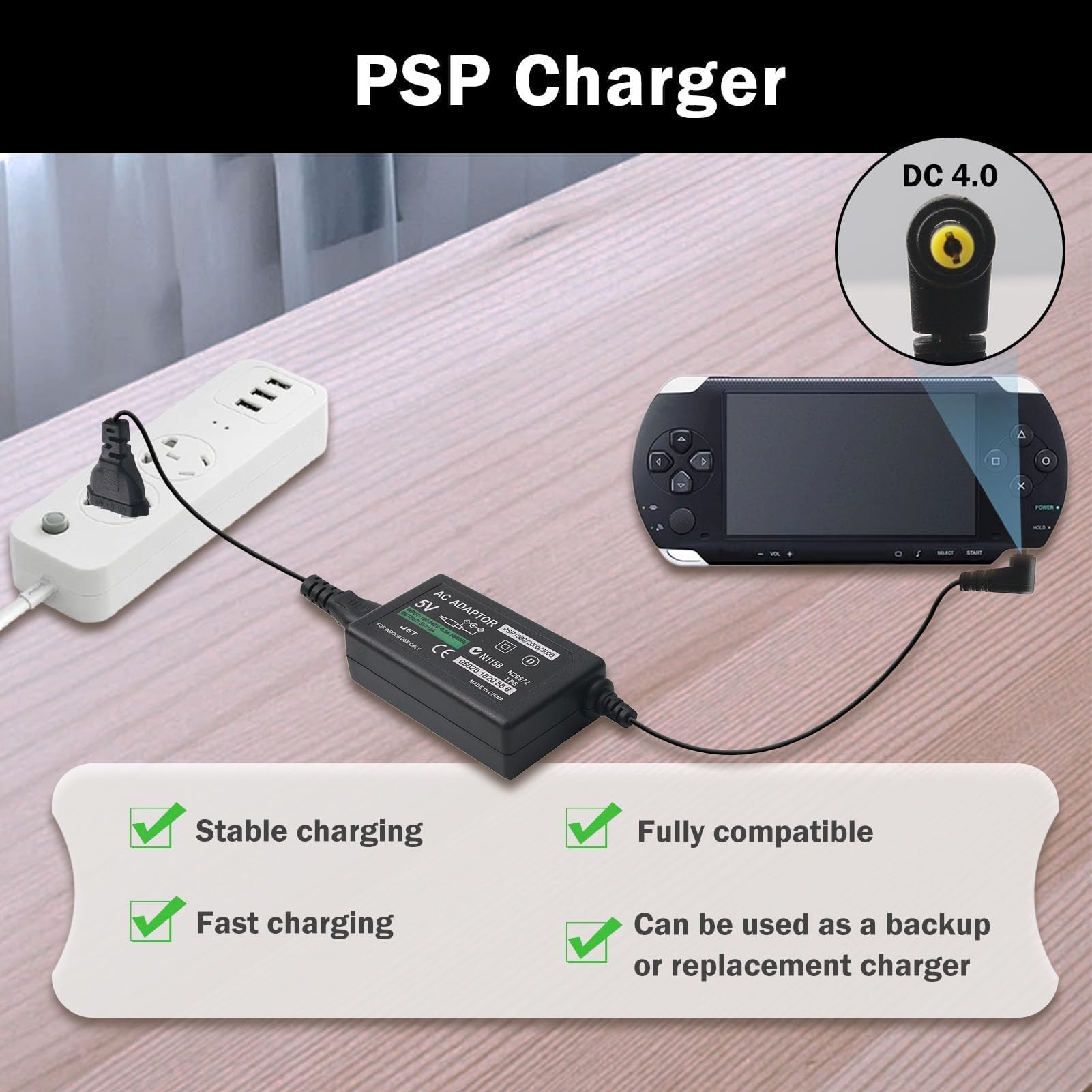 Caricabatteria Da Muro Alimentatore Psp CA Cavo Di Alimentazione - Foto 6