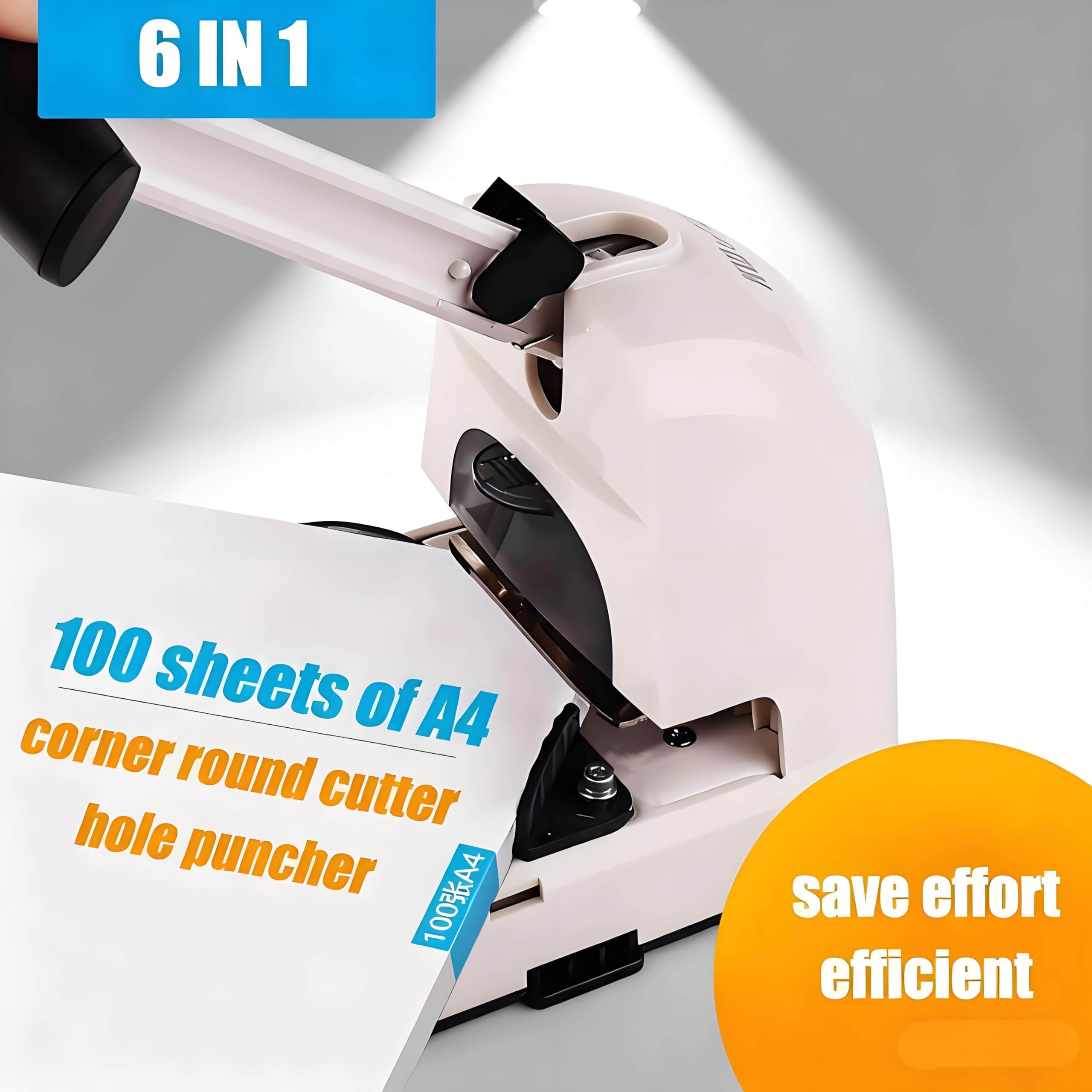 Perforatrice per angoli arrotondati da tavolo, macchina per arrotondare gli angoli 6 in 1, fustelle intercambiabili per angoli arrotondati e semicerchi e capacità di 100 fogli