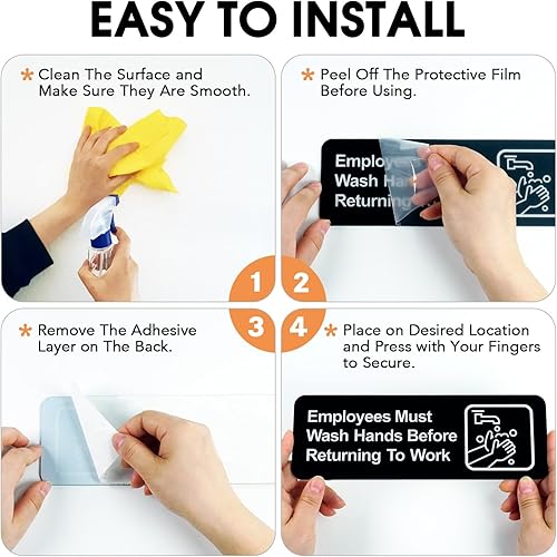 Miniatura 5 de Faittoo Letrero de plástico acrílico de 9 x 3 pulgadas con símbolos, autoadhesivo, para restaurante, hotel, motel, paradas de descanso, baños Blanco