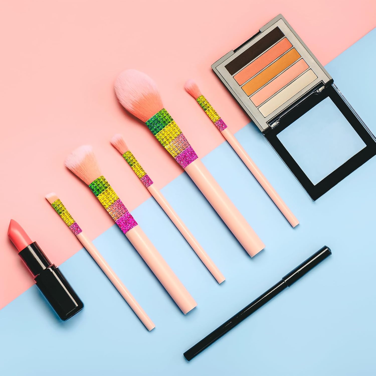 Makeup brushes decorated with uxcell Crystal Rhinestone Ribbon