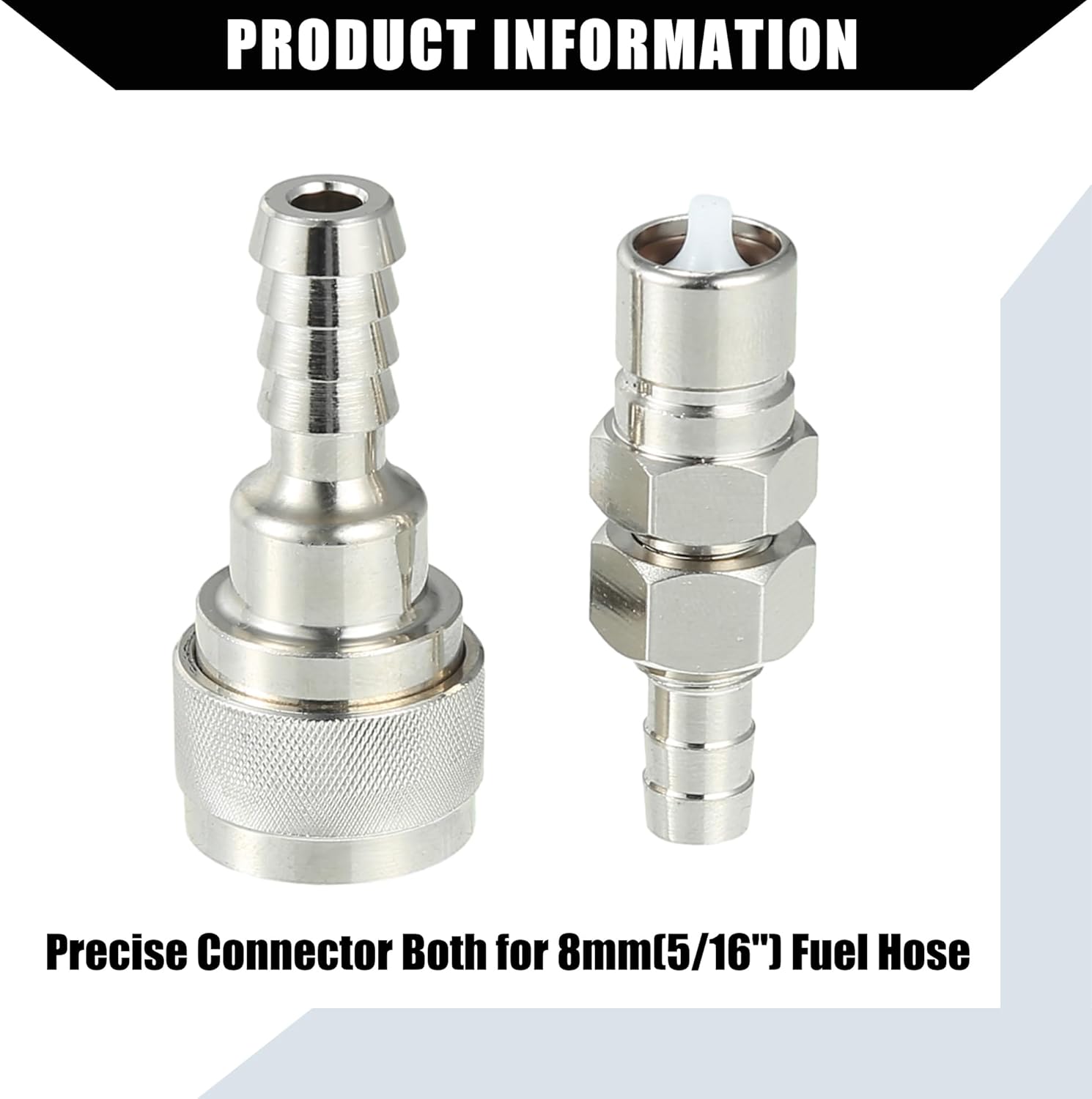 5/16" Boat Fuel Connector Male Female and Locking Nut for Tohatsu for Nissan 2/4-Stroke Outboard 5-90HP Engine/Marine Boat Motor Fuel Tank Connector/Stainless Steel / 1 Set