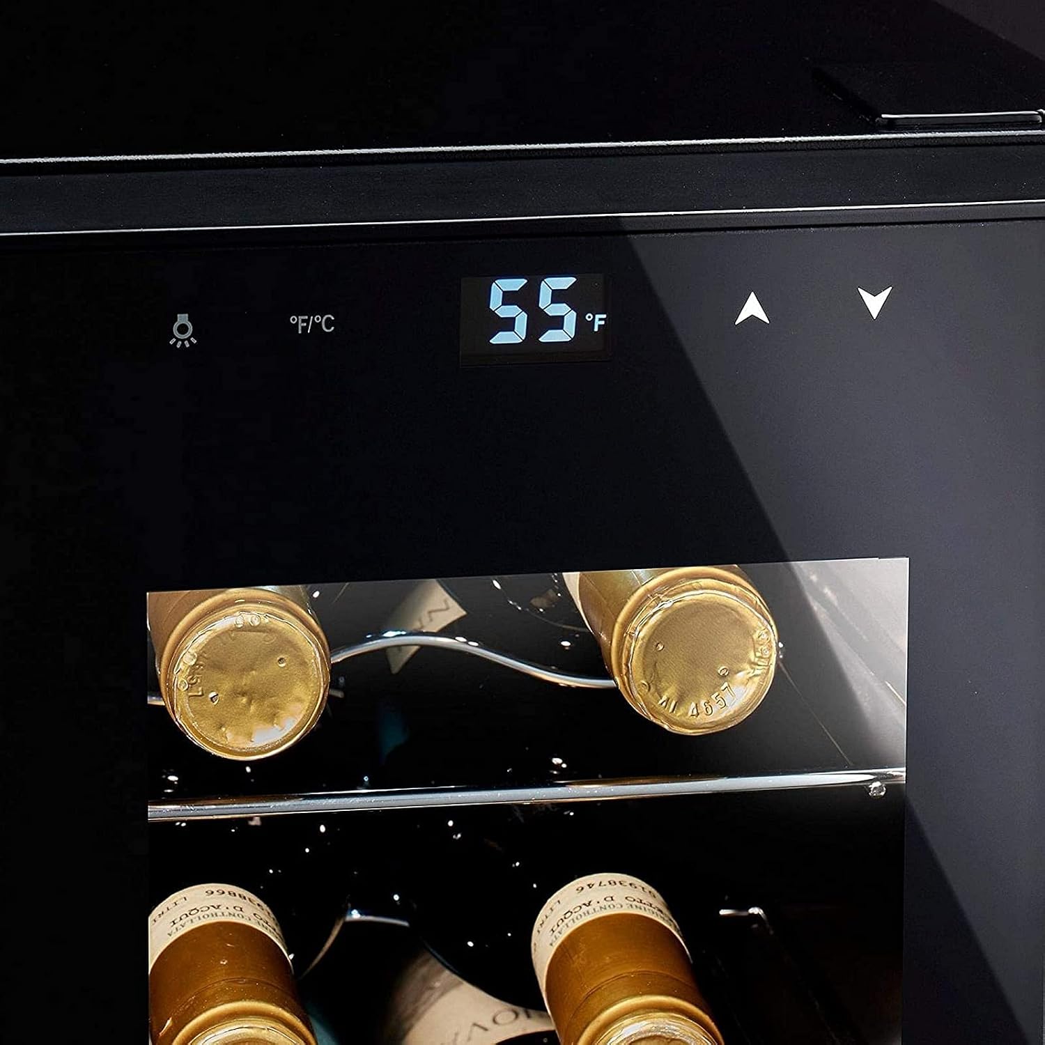 6-Bottle Countertop Wine Cooler Refrigerator - White & Red Wine Fridge Chiller Countertop Wine Cooler - Freestanding Compact Mini Wine Fridge Digital Control, Glass Door