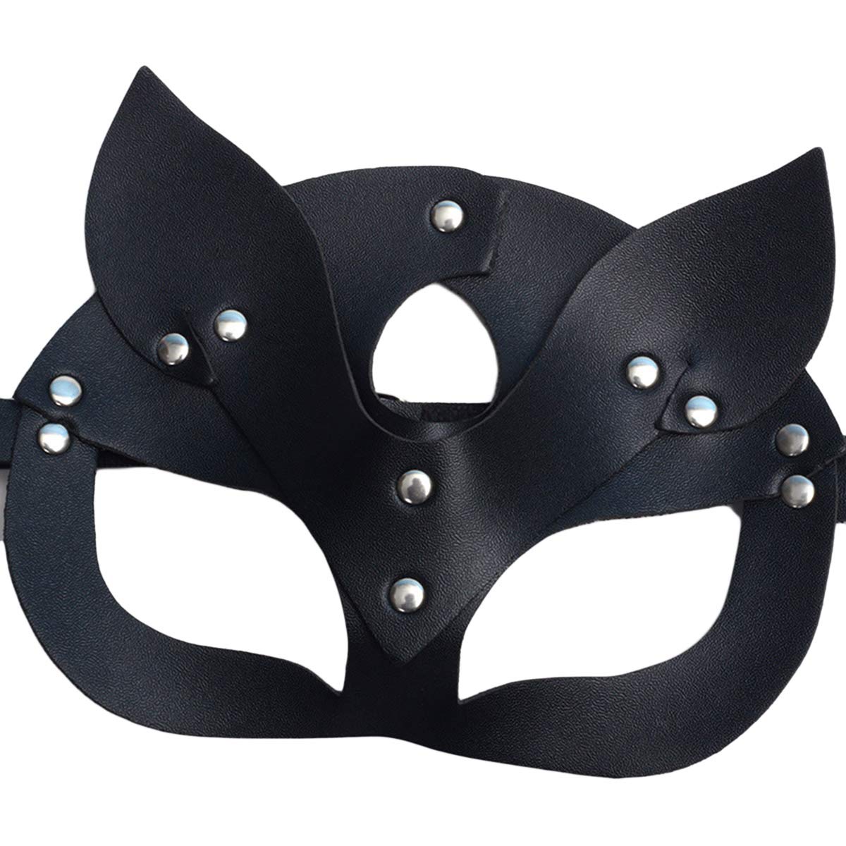 Women Cat Leather Mask, Black Masquerade Party Mask Women Half Face Superhero Eye Cover for Cosplay Halloween Party Night Club Props Costume