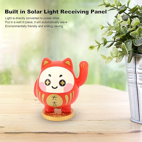 Miniatura 4 de Jeanoko Gato de la suerte solar, bonita figura de plástico que da la bienvenida a la riqueza, adorno decorativo que agita el gato de la fortuna,