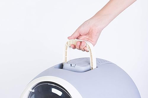 Miniatura 9 de Sartén con capucha totalmente cerrada con puerta de cierre de olor de entrada frontal, cuchara de arena para gatos incluida, color blanco