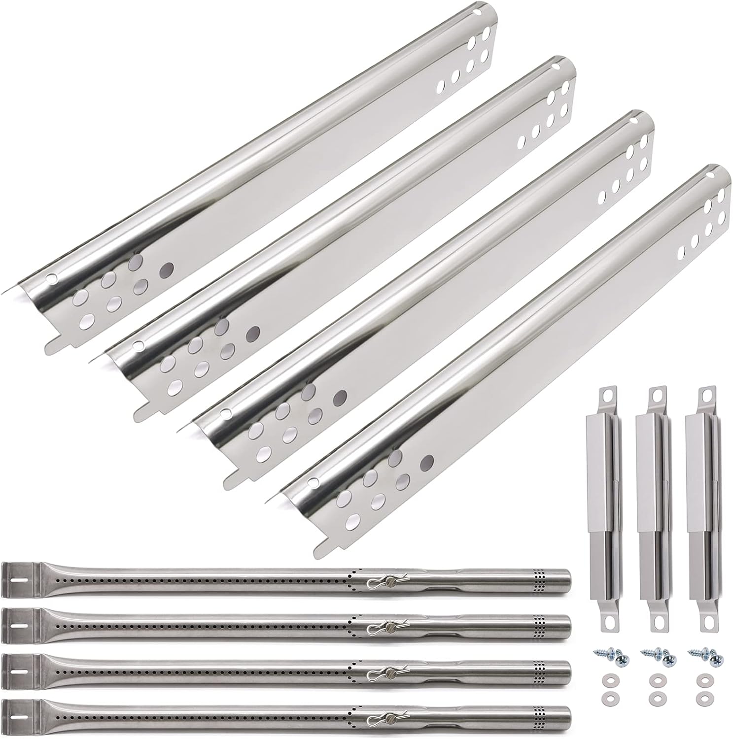 Yiming Grill Replacement Parts Compatible for Charbroil Advantage Series 4 Burner 463344015 463343015 463433016 463240115 463432215 463240015 Grills, Stainless Pipe Burner, Heat Plate, Carryover Tube
