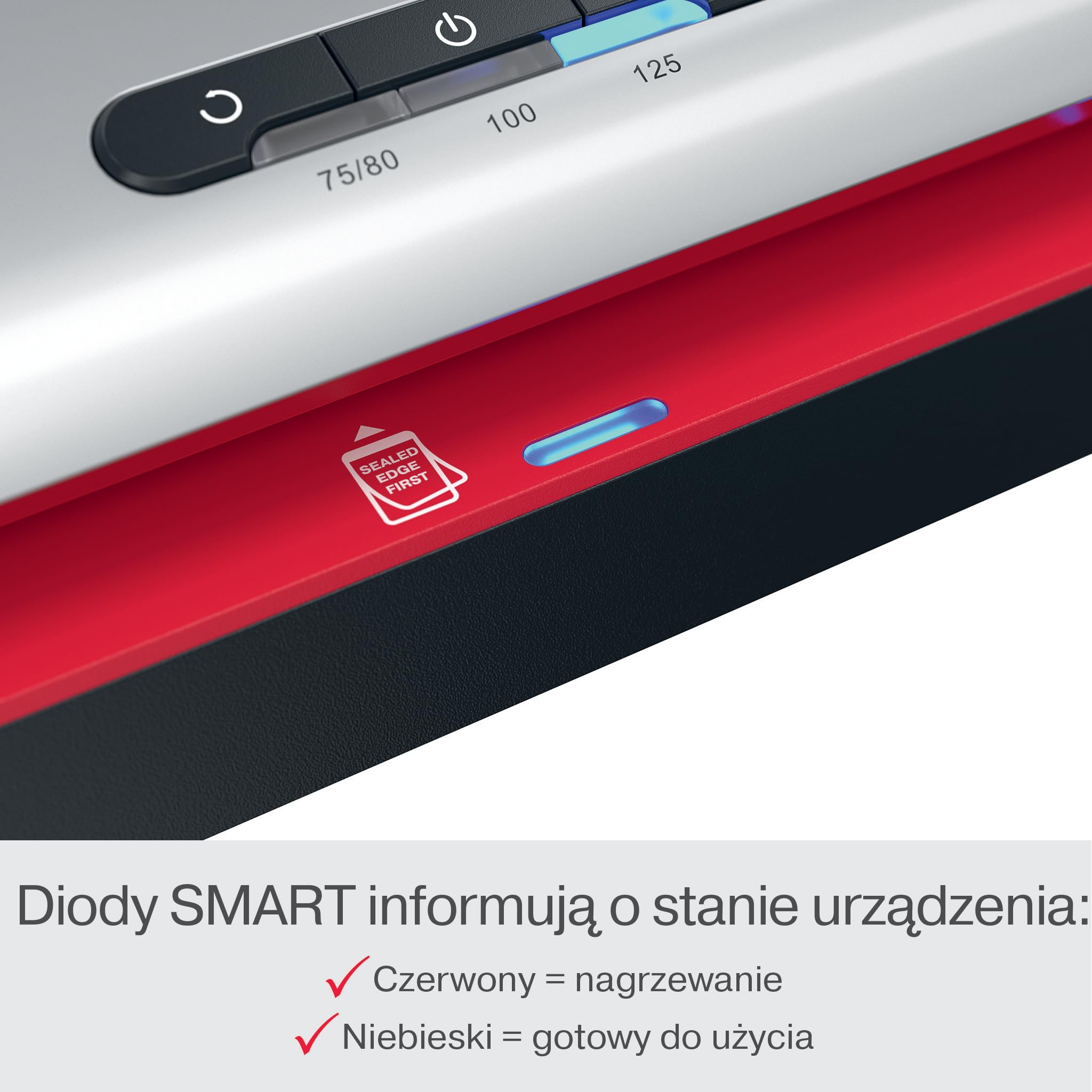 GBC 250HS Home Office Laminator A3 – Szybkie laminowanie, nagrzewanie w 1 minutę, 75–125 mikronów, funkcja przeciw zacięciom, auto wyłączanie, zawiera 5x folii A4, czarno-czerwony, 4410071EU