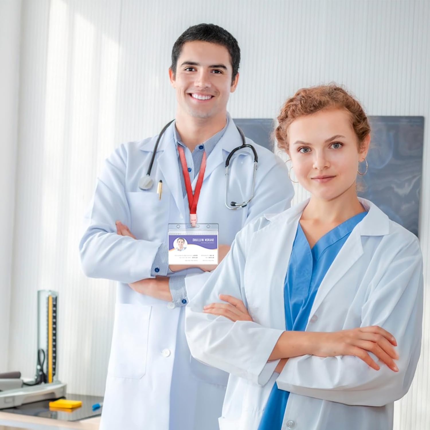 300 Pack Clear Badge Holder Horizontal 3.5"x2.4" Name Badge Holders Plastic Id Card Holder Horizontal for Lanyards Waterproof Name Tag Holders for Office School - Image 6