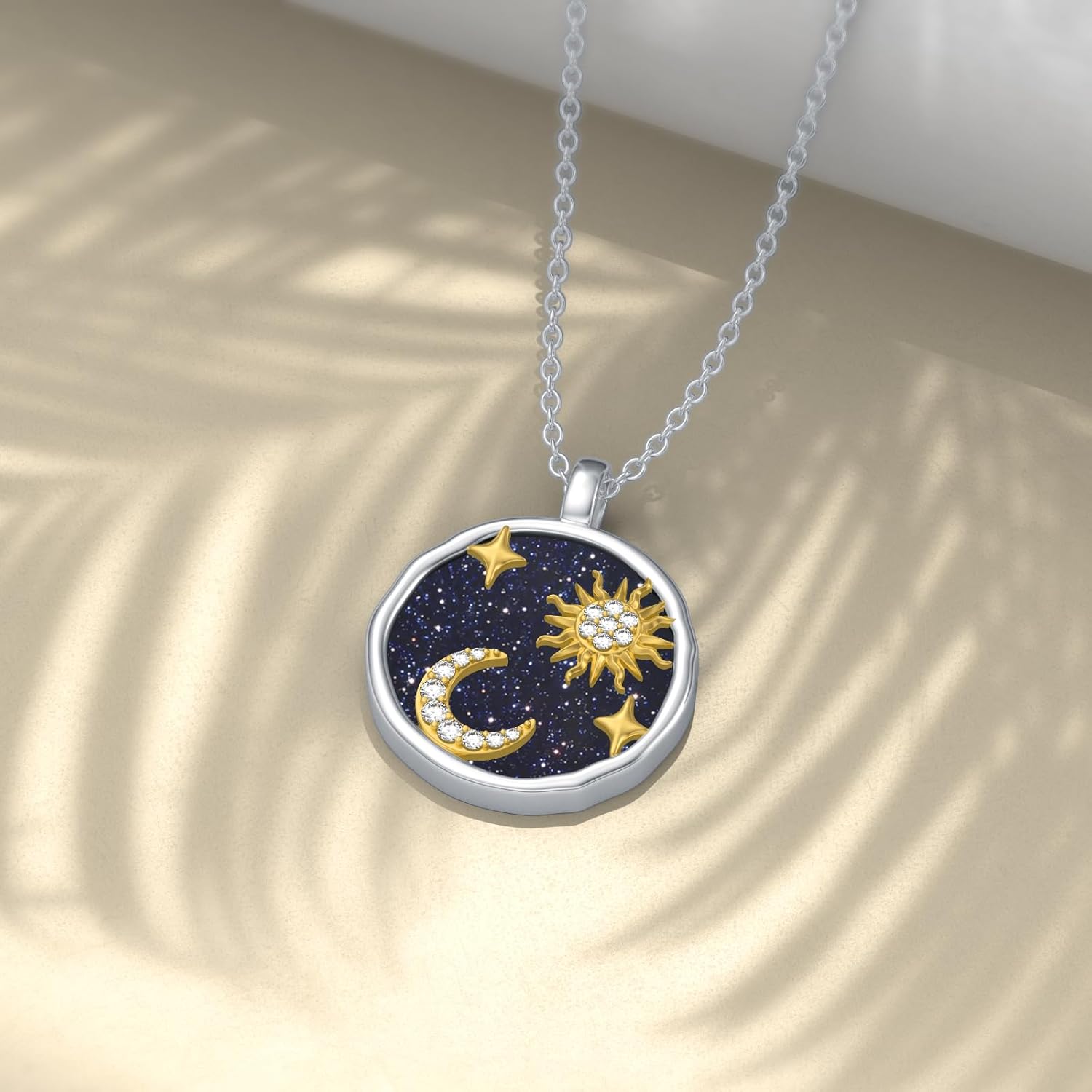 Diamond Sun and Moon Necklace for Women 925 Sterling Silver Celestial Pendant Necklaces with Lab Grown Diamonds Jewelry Gifts for Mom Wife Girlfriend Daughter Sister Friend - Image 5