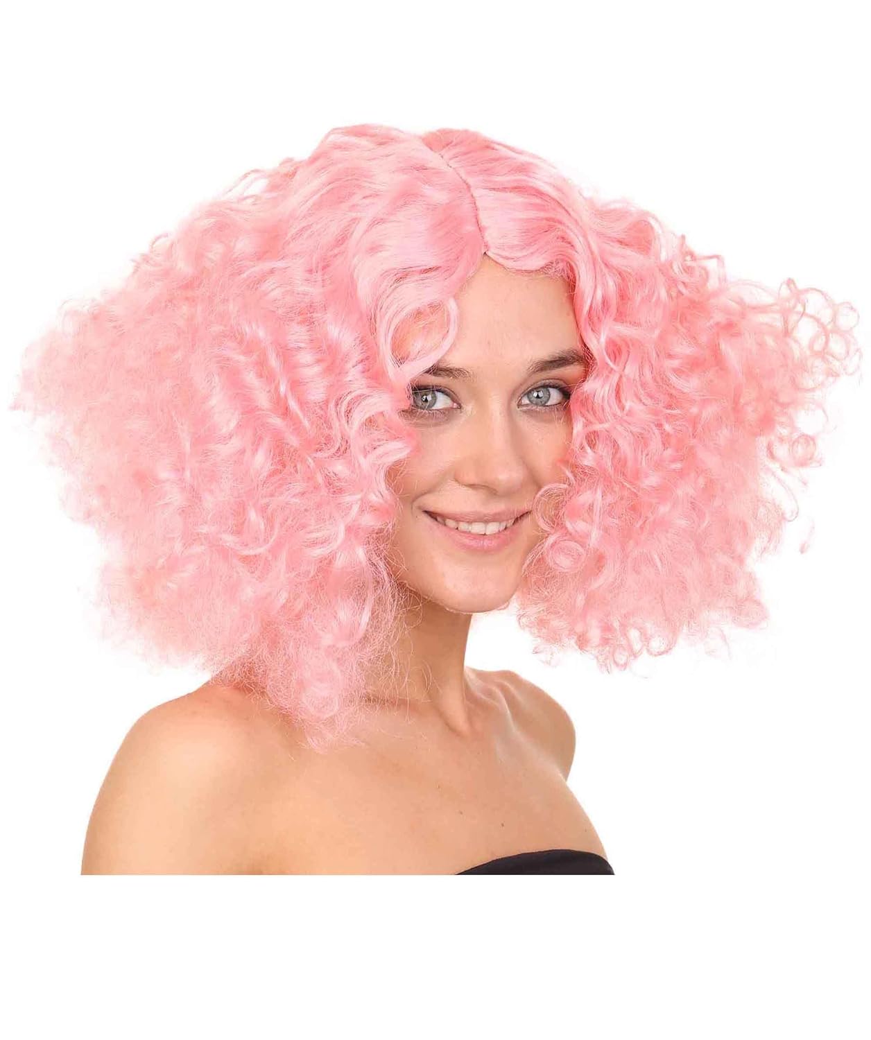 Women’s Curly Candy Pink Wig, Perfect for Cosplay and Halloween, Breathable Capless Cap Synthetic Fiber