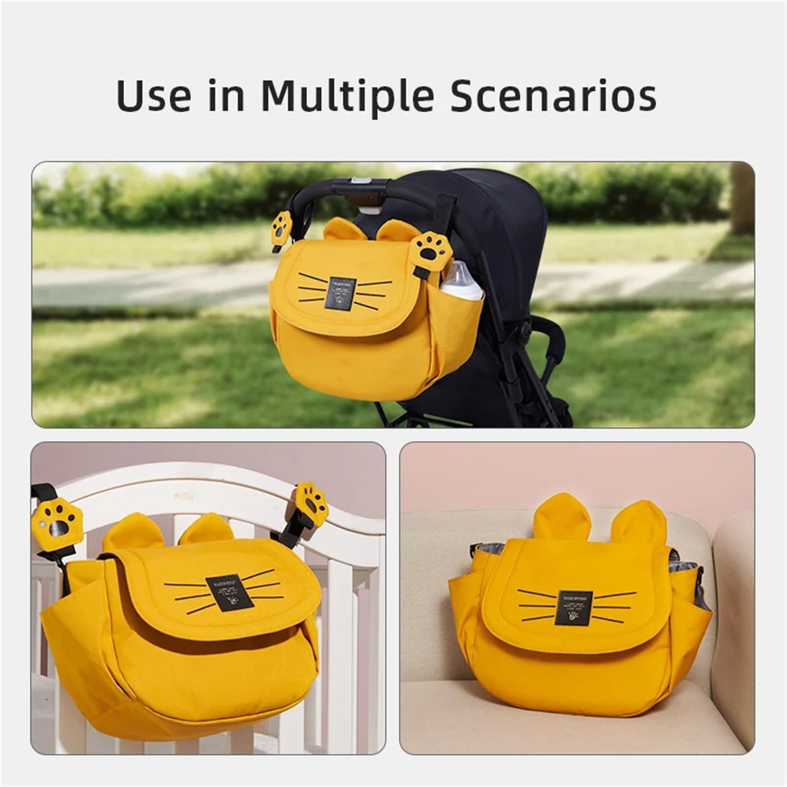 Wickeltasche Windeltasche Große Kapazität Mama Reisetasche Mutterschaft Universal Kinder Kinderwagen Taschen Organizer(Yellow)