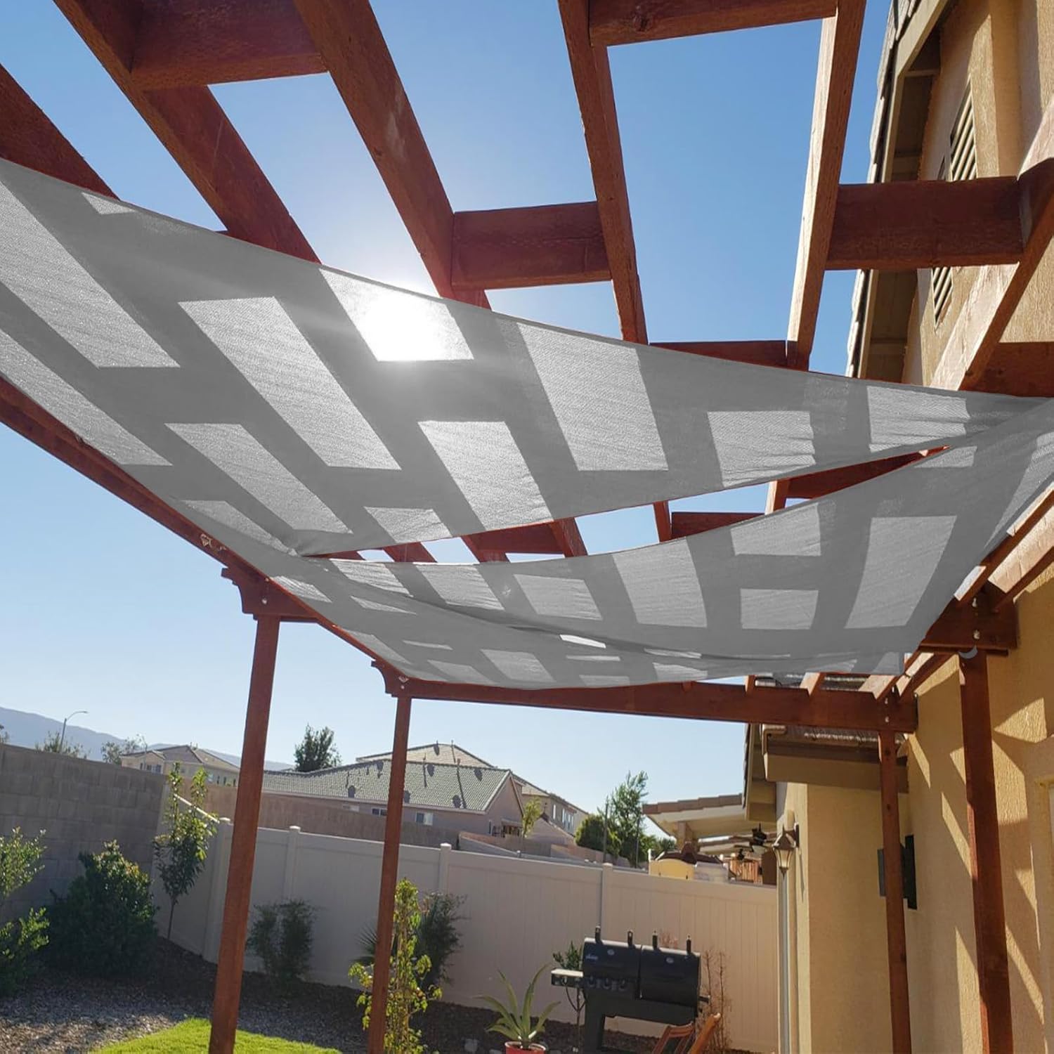 Cool Area Sun Shade Sail 15x15x15 FT Triangle for Patio Outdoor, Silver (Custom Size)