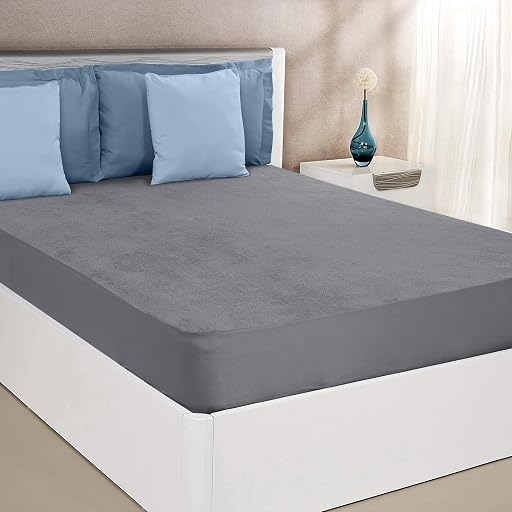 Solimo Water Resistant Cotton Queen Protector Grey